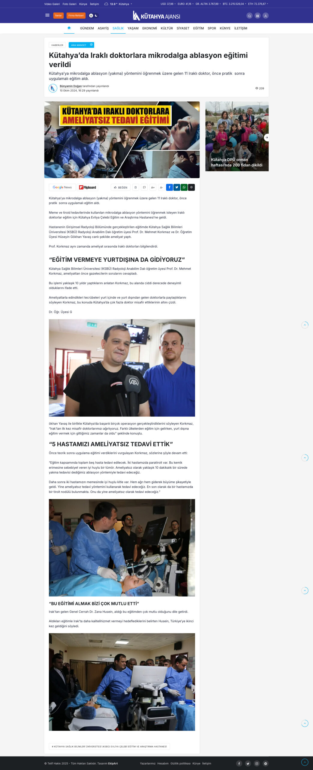 Kütahya’da Iraklı doktorlara mikrodalga ablasyon eğitimi verildi